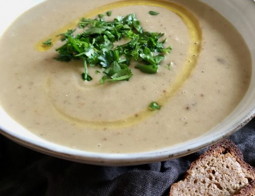 Rezept für Kartoffel-Steinpilz Suppe mit gelben Linsen - vollwertig vegan